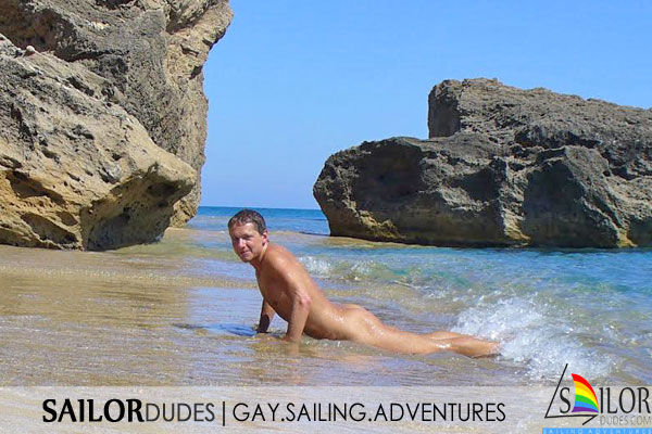 Gay sailing Greece nude guy on beach
