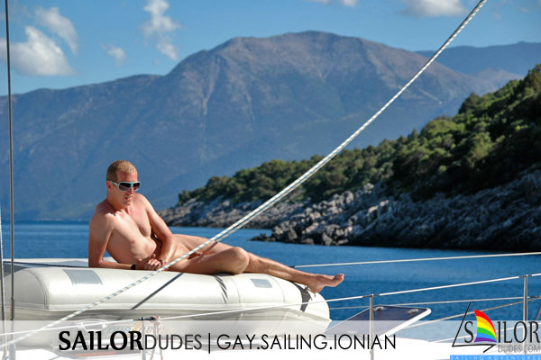 Greece Ionian nude gay sailing deck
